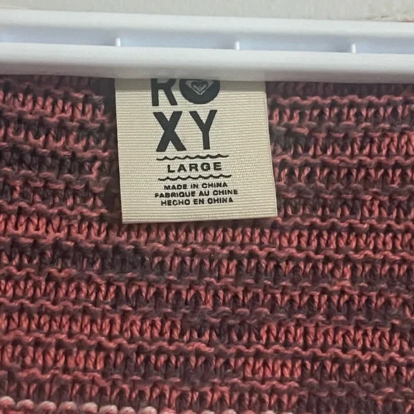 Roxy Striped V-Neck Sweater - Pink, Cream, Gray - Picture 2 of 5